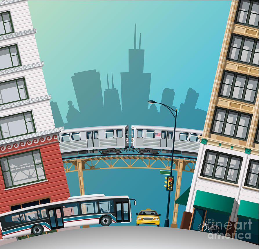 Chicago Digital Art - Chicago Traffic by Nikola Knezevic Chicago Digital Art - Chicago Traffic by Nikola Knezevic