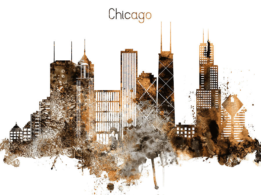 Chicago Warm Color Skyline Digital Art by Dim Dom | Pixels