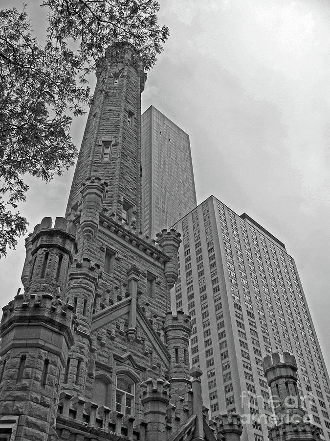 Chicago Water Tower BW Photograph by Nieves Nitta