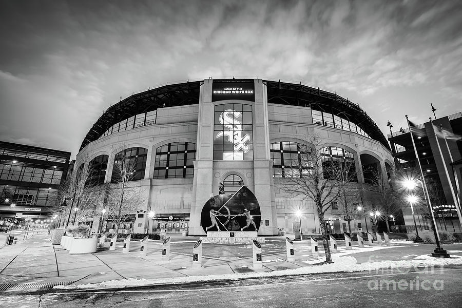 Chicago White Sox Ballpark Black and White Photo Photograph by Paul Velgos