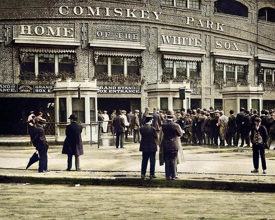 Chicago White Sox Comiskey Park vintage photo print old photograph baseball stadium antique photogra Painting by Celestial Images