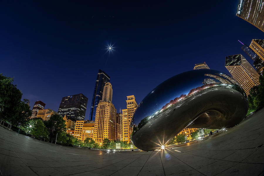 Chicagos Bean and Moon  Photograph by Sven Brogren