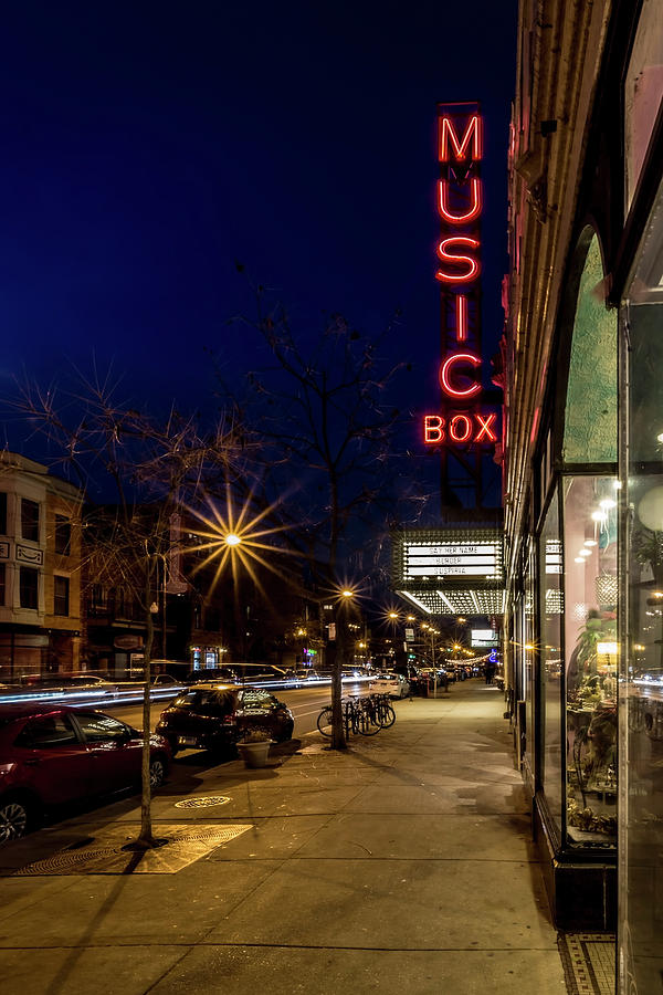 Chicagos Music Box Theatre at dusk  Photograph by Sven Brogren