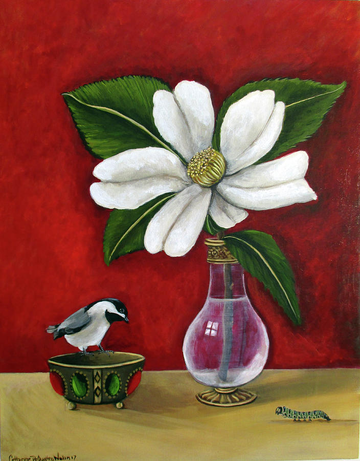 Magnolia Movie Painting - Chickadee by Catherine A Nolin