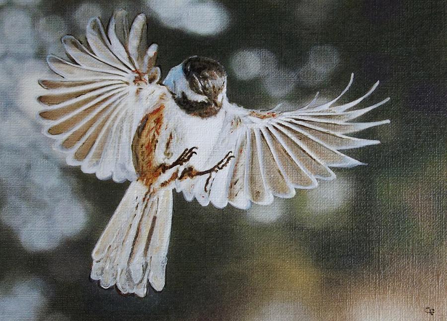 Chickadee Painting by Cara Frafjord