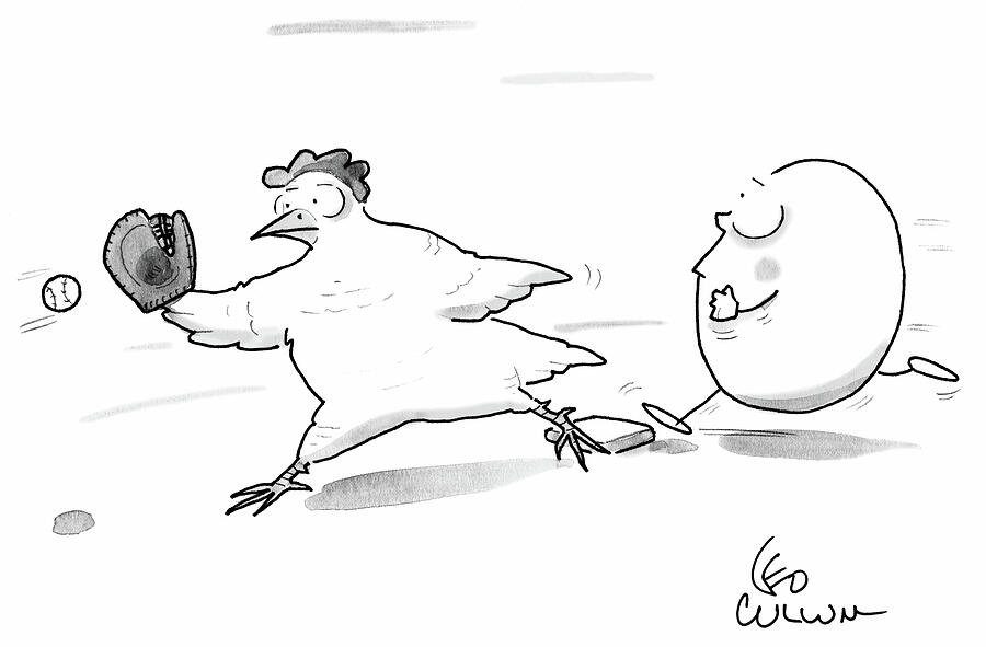 Chicken And Egg Playing Baseball Drawing by Leo Cullum Chicken And Egg Playing Baseball Drawing by Leo Cullum