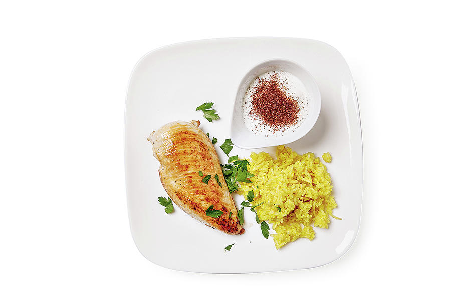 Chicken And Rice With A Yoghurt & Sumac Dip Photograph by Jalag / Stefan Bleschke