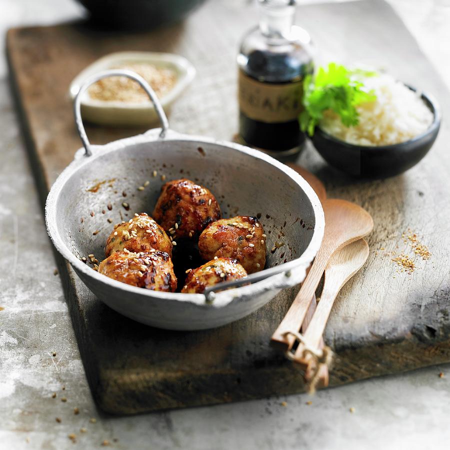 Chicken Balls With Sesame Seeds Photograph by Radvaner