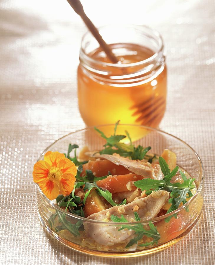 Chicken Breast And Rocket Lettuce Salad With Honey Vinaigar Photograph by Leser