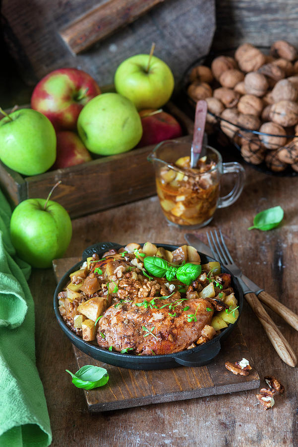 Chicken Breast Baked With Apples And Walnuts Photograph by Irina Meliukh