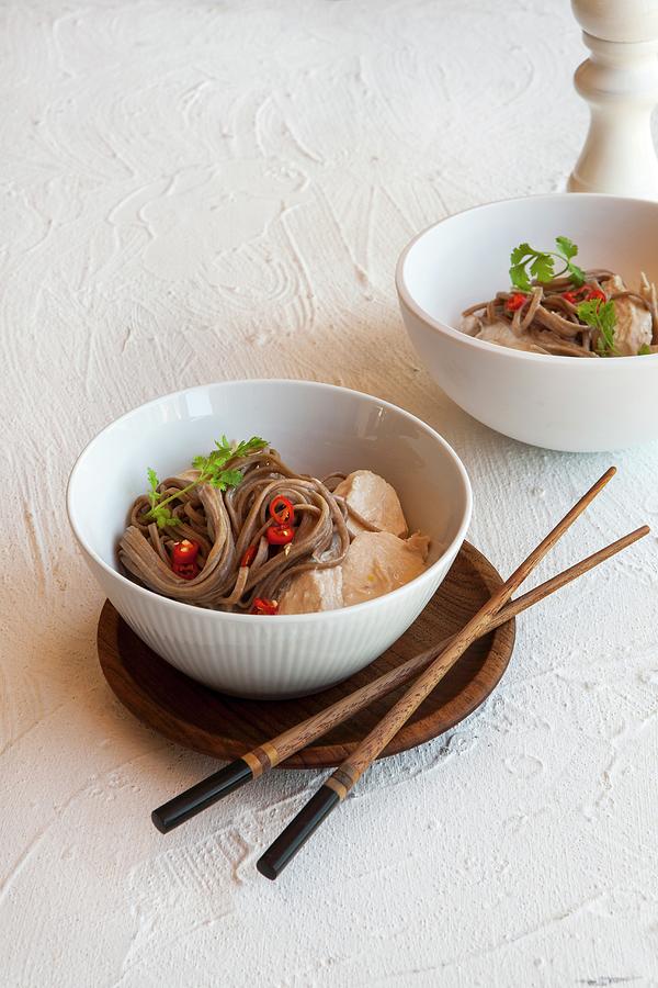 Chicken Breast Poached In Coconut Milk With Soba Noodles Photograph by Great Stock!