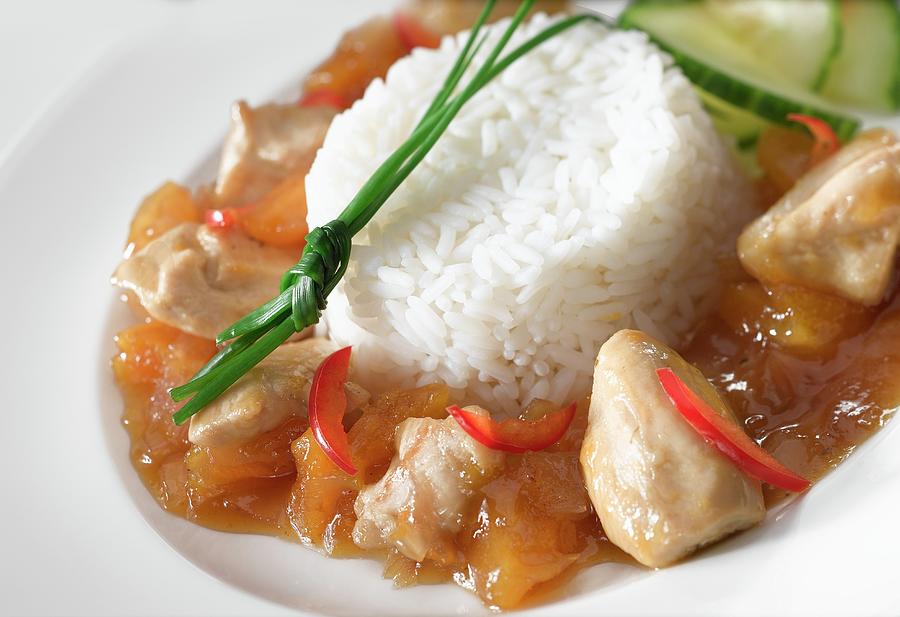Chicken Breast With Apricot Sauce And Rice Photograph by Moores, Glenn