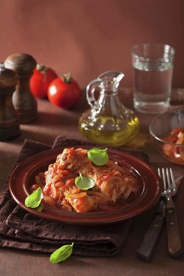Chicken Cacciatore With Tomatoes And Onions Photograph by Olga Miltsova