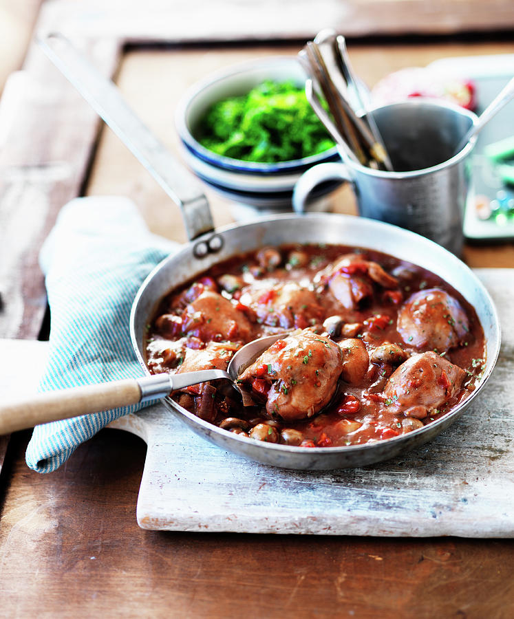 Chicken Chasseur chicken Stew With Mushrooms, France Photograph by Karen Thomas