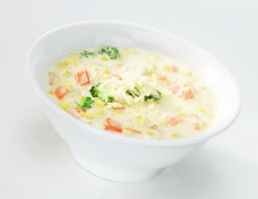 Chicken Chowder creamy Chicken Soup With Sweetcorn And Vegetables, Usa Photograph by Glenn Moores