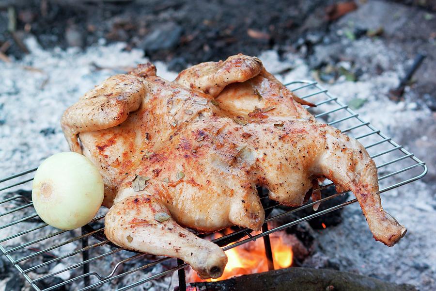 Chicken Cooking Over A Camp Fire Photograph by Wawrzyniak.asia