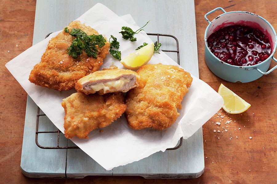Chicken Cordon Bleu With Cranberries Photograph by Eising Studio - Food Photo & Video