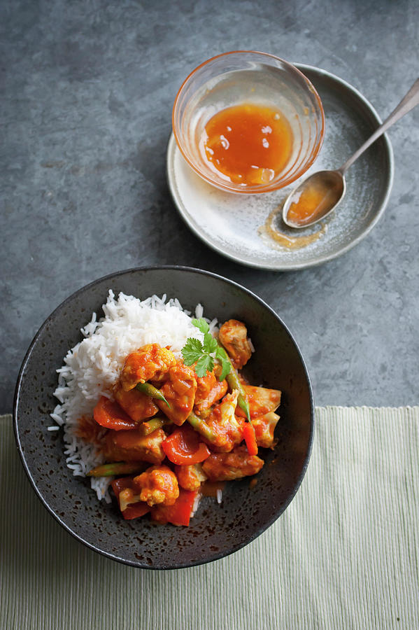 Chicken Curry With Bell Pepper And Rice Photograph by William Reavell