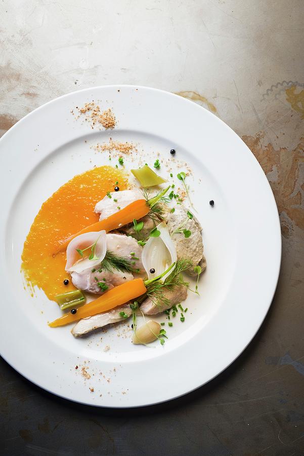 Chicken Escabeche a Dish From Belize With Peach Purée Photograph by ...
