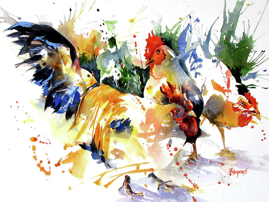 Chicken Hop Painting by Rae Andrews