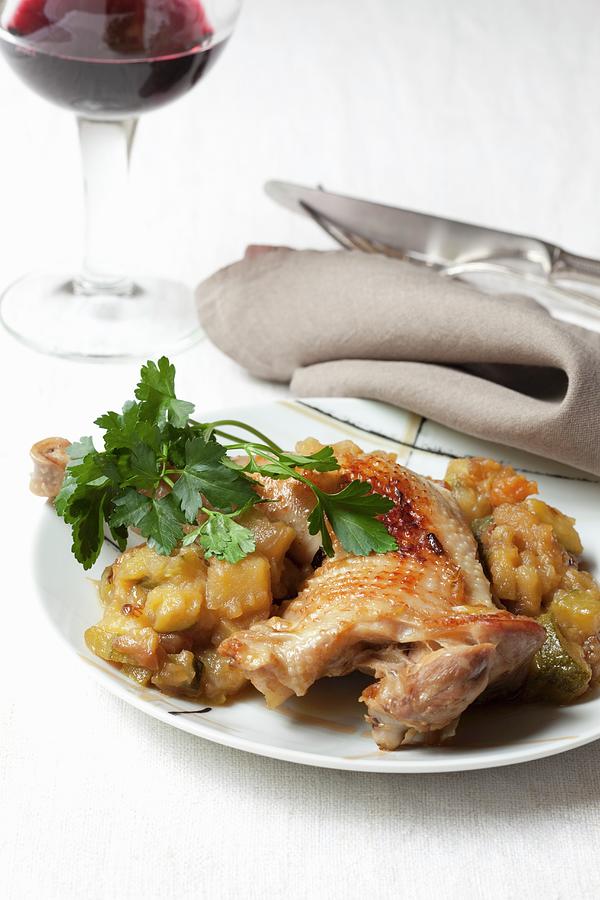 Chicken Leg With Braised Vegetables Photograph by Hilde Mche