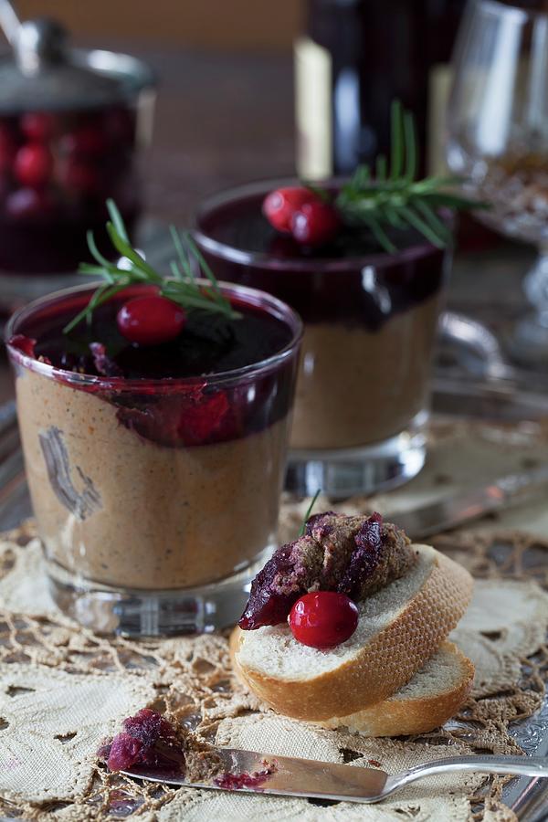 Chicken Liver Pt With Red Wine, Cranberry Jelly And Rosemary Photograph by Yelena Strokin