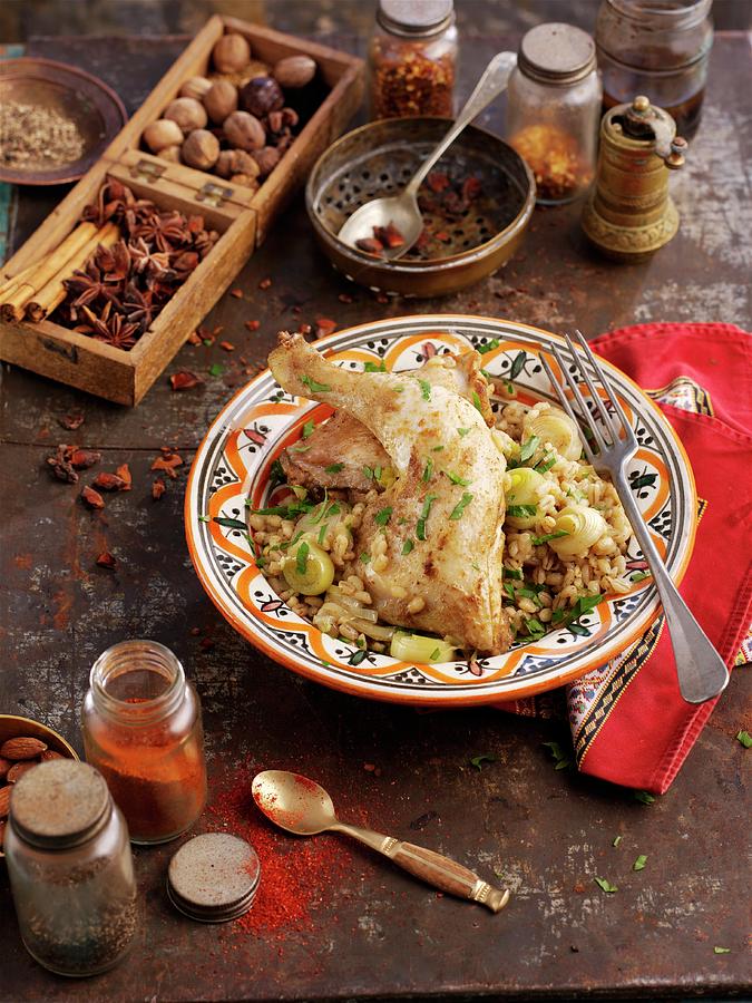 Chicken On A Bed Of Couscous north Africa Photograph by Ian Garlick