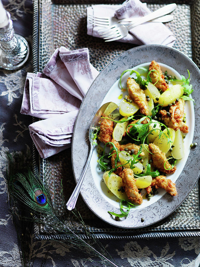 Chicken Piccata With Rocket, Potatoes And Lemon Photograph by Karen Thomas