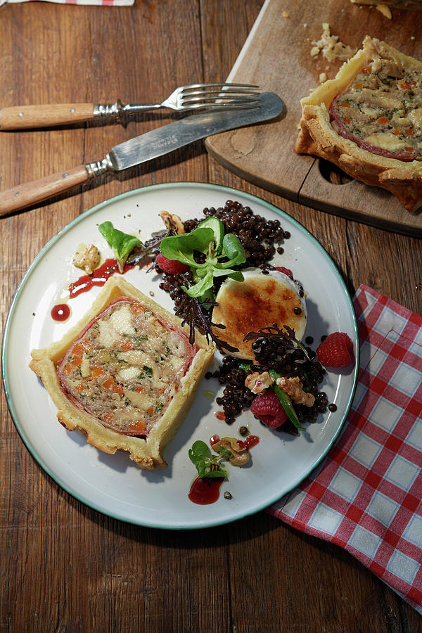 Chicken Pie With Lentil Salad And Goats Cheese Photograph by Stockfood Studios /  Jan-peter Westermann