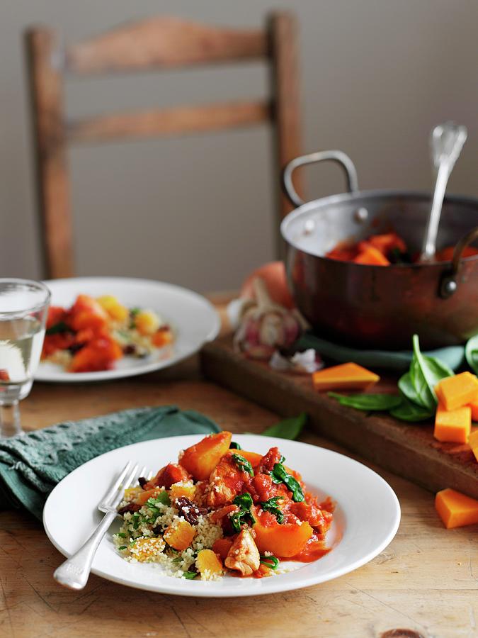 Chicken Squash Stew With Spinach Photograph by Gareth Morgans
