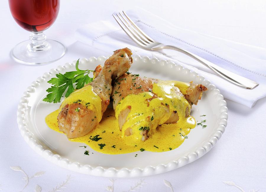 Chicken With Creamy Italian Saffron Saice Photograph by Franco Pizzochero
