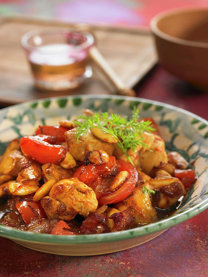 Chicken With Honey, Tomato And Almonds Photograph by Lawton