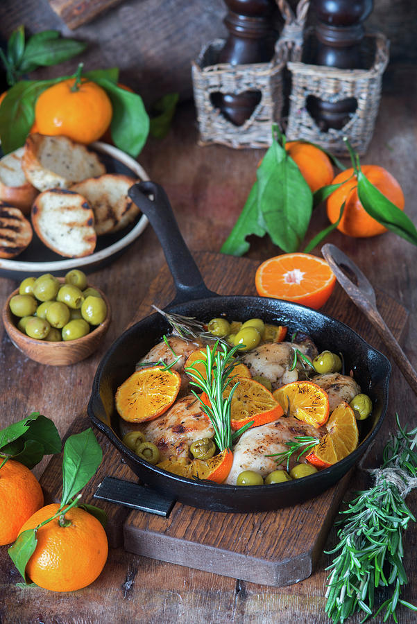 Chicken With Tangerines Photograph by Irina Meliukh