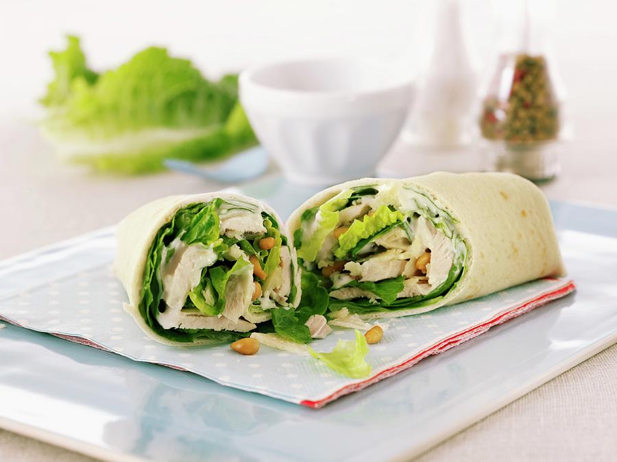 Chicken Wraps With Cos Lettuce Photograph by Frank Adam