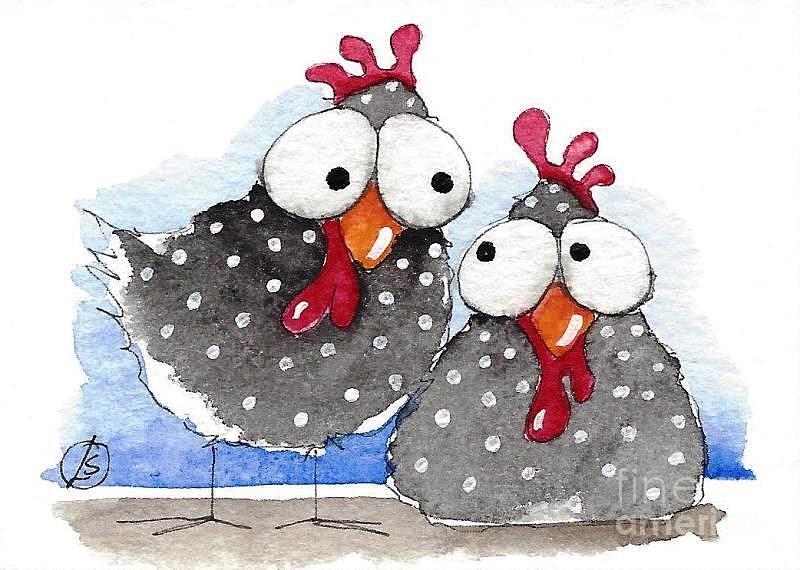 Chickens Painting by Lucia Stewart