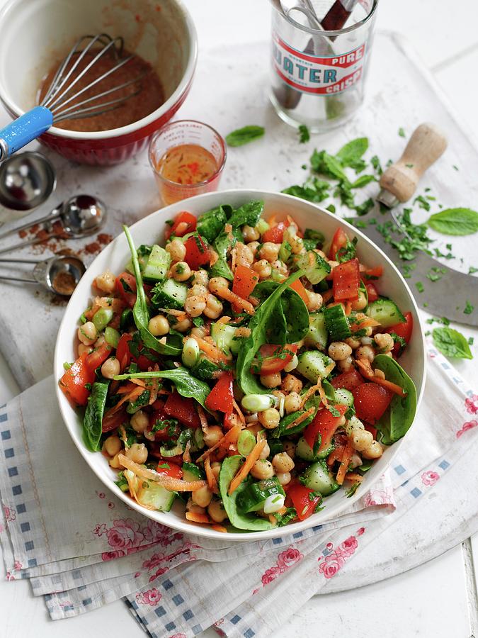 Chickpea Salad From The Middle East Photograph by Gareth Morgans