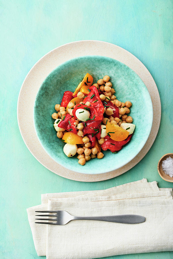 Chickpea Salad With Vegetables And Mozzarella Photograph by Stockfood Studios / Andrea Thode Photography