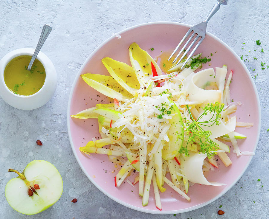 Chicory And Apple Salad With A Herb Dressing Photograph by Udo Einenkel