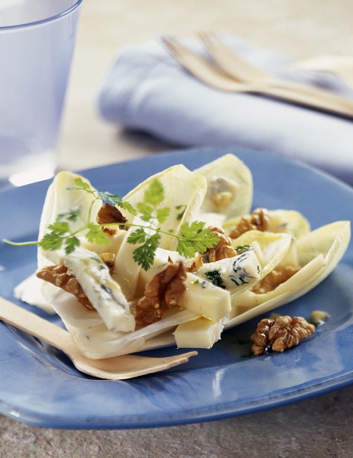 Chicory, Blue Cheese And Walnut Salad Photograph by Bagros