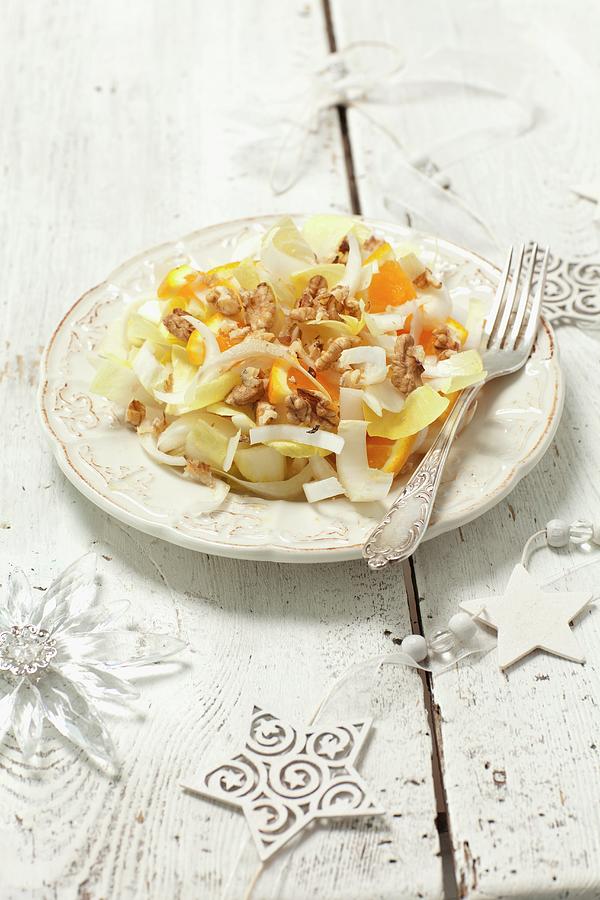 Chicory Salad With Oranges And Walnuts Photograph by Rua Castilho