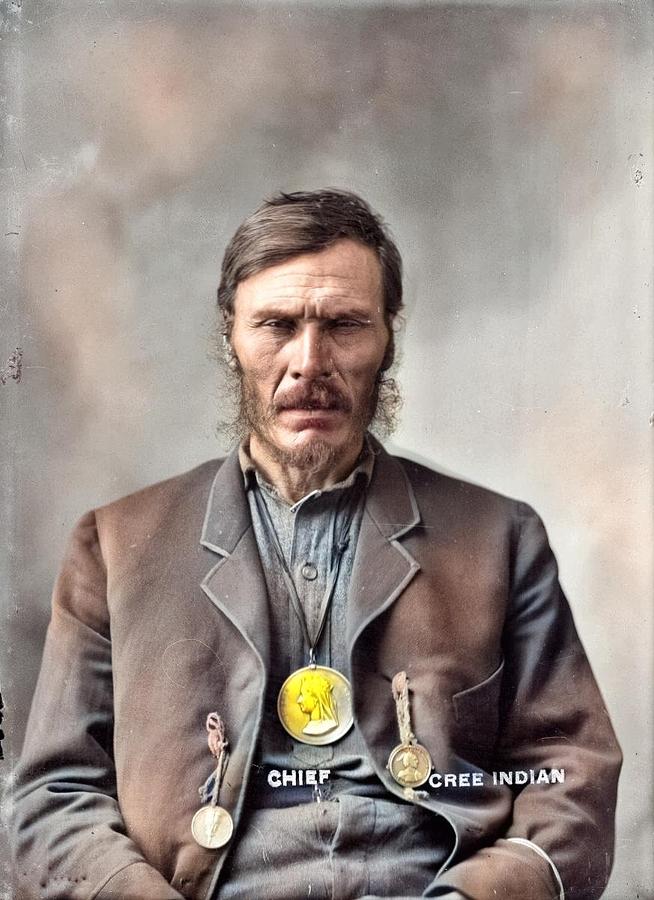 Chief - Cree Indian colorized by Ahmet Asar Painting by Celestial Images