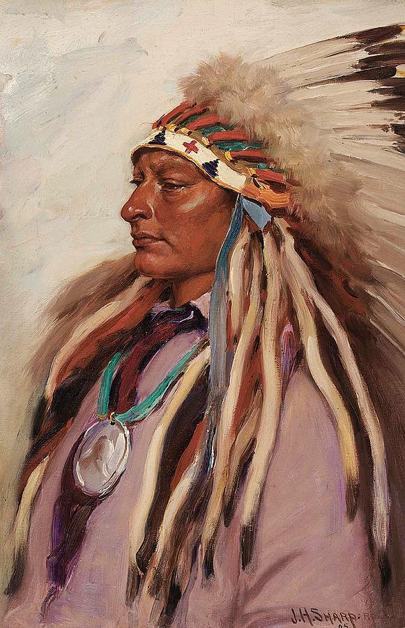 Portrait Painting - Chief Spotted Elk by Mountain Dreams