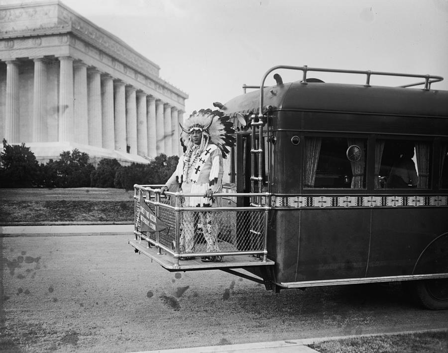 Chief Painting - Chief Two Moon on the Back of a Bus Near the Lincoln Memorial by 