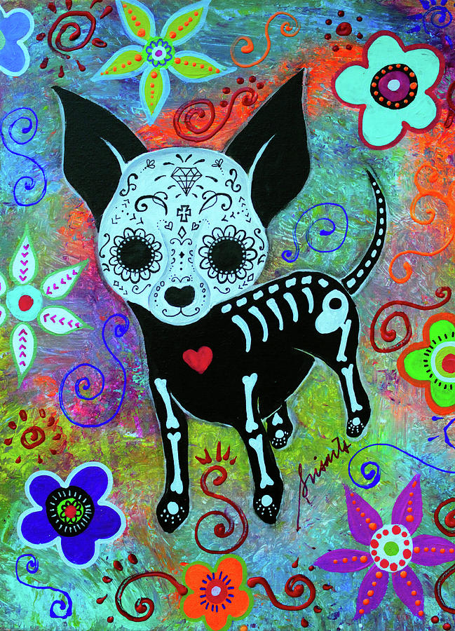 Halloween Painting - Chihuahua Dog Black Face Al by Prisarts