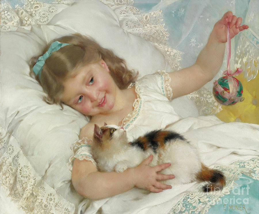 Child And Cat Drawing by Heritage Images