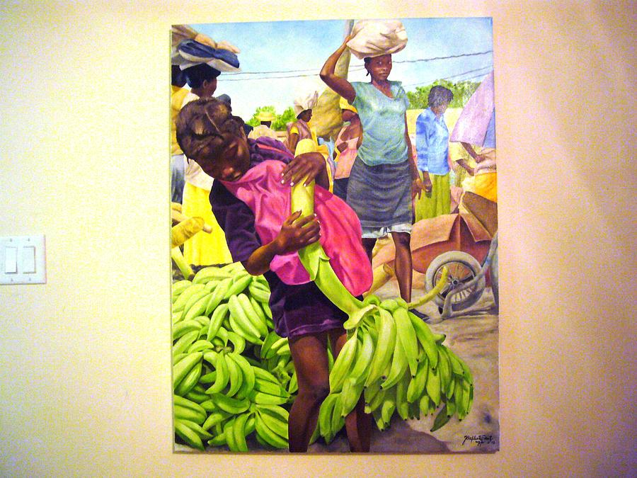 Child Girl And Bananas Painting By Frantz Jean Baptiste - Pixels