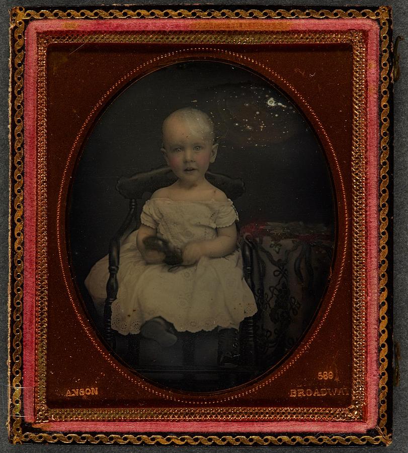 Child holding strands of hair ca 1855 Daguerreotype Painting by ...