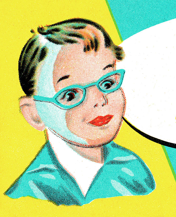 Vintage Drawing - Child in blue glasses by CSA Images