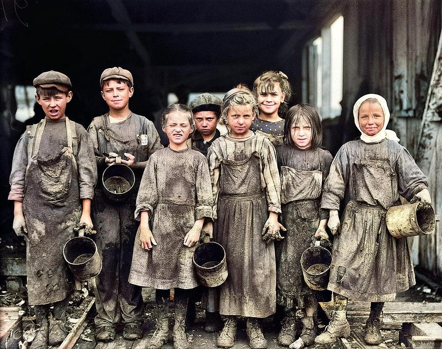 Child Labor Photo Young Children Factory Workers Industrial Revolution 1890 2 Colorized By Ahmet Asa Painting