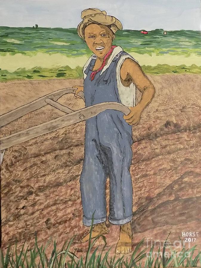 Child of sharecropper cultivating cotton, 1938. Painting by David Horst